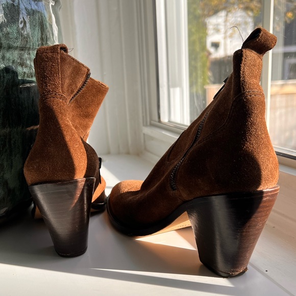 Helmut Lang Chocolate Suede Zip Booties - Picture 2 of 6